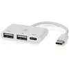 Bild von Nedis USB-Hub 1x USB-C  1x USB-C  / 2x USB 2.0 A Female 3-Port port(s) Stromversorgung über (USB-C, 3 Ports), Dockingstation + USB Hub, Weiss