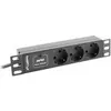 Bild von Lanberg, Steckdosenleiste, PDU-03F-0200-BK Stromverteilereinheit (PDU) 3 AC-Ausgänge 1U (3x, CEE 7/4, 2 m)