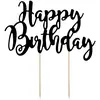 Bild von Partydeco Schwarze Dekoration für "Happy Birthday"-Torte (1 Stk.)