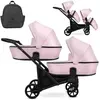 Bild von Kunert, Kinderwagen, BRAV DUO 2in1 Öko-Leder Doppelkinderwagen in Baby Pink mit Gelrädern und schwarzem Rahmen