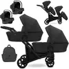 Bild von Kunert, Kinderwagen, BRAV DUO 3in1 Öko-Leder Doppelkinderwagen in Schwarz mit Gelrädern und schwarzem Rahmen