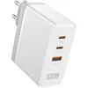 Bild von Vention Wall charger,, FEGW0-EU, 2xUSB-C, USB- A, 100W/100W/30W, GaN (white) (100 W, 2 Ports), USB Ladegerät, Weiss