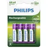 Bild von Philips Rechargeable LR6 (AA) (4 Stk., AA, 2600 mAh), Batterien + Akkus