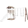 Bild von Axi Beach Tower Spielturm mit Doppelschaukel Braun/weiss - weisse Rutsche