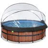 Bild von Exit Toys EXIT Wood Pool ø427x122cm mit Sandfilterpumpe und Abdeckung und Wärmepumpe - Braun