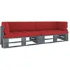 Bild von vidaXL, Gartenlounge, 2-Sitzer-Palettensofa mit Kissen Grau Imprägniertes Kiefernholz