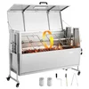 Bild von VEVOR Drehspießgrill 38 W Spanferkelgrill Lammgrill Holzkohlegrill (132 cm Grilllänge) mit 60 kg Tragkraft & Rädern & 4-facher Höhenverstellung & Deckel, Edelstahl-Elektrogrill-Set für Camping