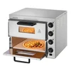 Bild von VEVOR Kommerzieller Pizzaofen für die Arbeitsplatte, 16-Zoll-Doppeldecker-Schichten, elektrischer Pizzaofen aus Edelstahl mit Stein und Griff, Mehrzweck-Pizzamaker für den Innenbereich zum Backen von Brezeln im Restaurant zu Hause