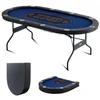 Bild von VEVOR Casino Pokertisch Klappbare Tischbeine 2140 x 1070 x 760 mm (L x B x H), Faltbarer Pokertisch, Schwarz & Blau Pokerauflage Klapptisch für 10 Spieler, Pokertisch mit Staubschutzhülle Tragbar