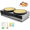 Bild von VEVOR elektrischer Crepemaker Crepe-Maschine mit Doppelkopf 6000 W flache Crepe-Grillplatte, Pfannkuchenherd aus Edelstahl, Cerealien-Pfannkuchenherd, Temperaturregelung (kein Stecker)