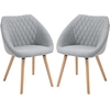 Bild von HOMCOM Set aus 2 Skandinavischen Design Esszimmerstühlen - Schlankes Buchenholz helle Beine - Linen Grau Aosom