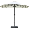 Bild von XXL-Gartenschirm, großer Sonnenschirm 4,6L x 2,7B x 2,4H m, Kurbelöffnung und -schließung, Stahl, hochdichtes Polyester, Gewichtssäcke und Sonnenschirmsockel inklusive, Creme Aosom