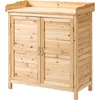 Bild von Outsunny Gartenhaus Werkzeugschuppen auf Standfuß Schrank mit Doppeltür und internem Regal aus massivem Tannenholz vorölte Maße 83L x 40B x 92H cm natur Aosom