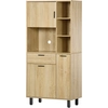 Bild von HOMCOM Küchenbuffet Küchenschrank mit einem Schublade, 3 Schränken, 4 offenen Fächern und Kabeldurchlass Höhe 166 cm Aosom