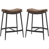Bild von HOMCOM Set mit 2 Barhockern Hochtischstühle mit Fußstütze aus Stahl - Industriestil - geschwungene Sitzfläche - 48,5 x 38,5 x 68,5 cm Braun Schwarz Aosom
