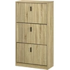 Bild von HOMCOM Schuhschrank mit 3 Klappen, 18 Paar, Schuhregal 3 Fächer, hohe Kapazität für Eingang, Flur, Wohnzimmer, 63 x 24 x 117 cm, Eiche Aosom