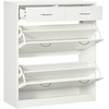 Bild von HOMCOM Schuhschrank Schuhablage - 2 Schubladen und 2 klappbare Türen mit verstellbarem Regal - 80 x 30 x 91,5 cm - Alu-Griffe, weiß Aosom