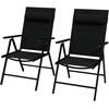Bild von Outsunny Set mit 2 klappbaren Gartensesseln Gartensessel mit Kopfstütze, Armlehnen und Aluminiumrahmen Tragkraft 130 kg für Terrasse 54x67x108 cm Schwarz Aosom