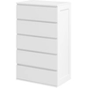Bild von HOMCOM Kommode 5 Schubladen Schlafzimmer Schrank Aufbewahrungsmöbel modernes Design mit sanftem Schließmechanismus, für Schlafzimmer, Wohnzimmer - 60 x 38 x 100 cm, Weiß Aosom