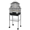 Bild von PawHut Vogelkäfig Design-Haus Futternäpfe Sitzstangen 3 Türen Kotboden abnehmbar + Griff zum Transport 50,5 x 41 x 121 cm schwarz Aosom