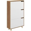 Bild von HOMCOM Schuhschrank 3 klappbare Türen, Schuhaufbewahrungsschrank, mit verstellbarem Regal, 72B x 24T x 119H cm, Natur und Weiß Aosom