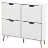 Bild von HOMCOM Schuhschrank 4 Klappen, Schuhregal 16 Paare, mit verstellbarem Regal, Kiefernholzfüßen, Schuhaufbewahrung, großer Kapazität für Flur, Eingang, 95 x 26 x 95 cm, weiß Aosom