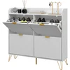 Bild von HOMCOM Schuhschrank 4 abklappbare, Schuhaufbewahrungsschrank, mit verstellbarem Regal, Schuhaufbewahrung, großer Kapazität für Flur, Eingang, 106 x 24 x 102 cm, weiß Aosom