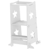 Bild von AIYAPLAY Kinder Lernturm Kinderstehtisch trapezförmiges Design 2 in 1 für Kinder 3-6 Jahre weiß Aosom