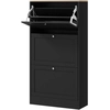 Bild von HOMCOM Schuhschrank Schuhregal im skandinavischen Stil mit 3 klappbaren Türen für 18 Paar Schuhe 60 x 23,5 x 115 cm Schwarz in Holzoptik Aosom
