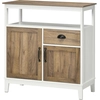 Bild von HOMCOM Buffet Küche, Aufbewahrungsmöbel, 2 Türen, mit 1 Schublade, verstellbares Regal, offenes Fach, 76,6 x 35 x 81,5 cm, Eichenbraun Aosom