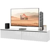 Bild von HOMCOM Wand-TV-Möbel, TV-Wandhalterung aus Holz, schwebendes TV-Bank für Fernseher bis 70 Zoll mit glänzender Effekttür, für Wohnzimmer-Schlafzimmer, 160 x 35 x 30 cm, Weiß Aosom
