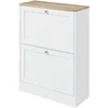 Bild von HOMCOM Schuhschrank 12 Paare, schmaler Schuhschrank, modernes Eingangsmöbel mit 2 klappbaren Schubladen und verstellbaren Regalen, für Flur und Eingang, 60 x 24 x 80 cm, weiß Aosom
