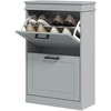 Bild von HOMCOM Schuhschrank, Schuhwandschrank, 2 Klapptüren, verstellbare Regale, für Eingang, Flur, 54 x 24 x 82,5 cm, Grau Aosom