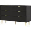 Bild von HOMCOM Kommode 6 Schubladen Schlafzimmer-Kommode Aufbewahrungsmöbel modern mit Griffen und goldenen Beinen, für Schlafzimmer, Wohnzimmer, Maße: 120 x 40 x 76,5 cm, Schwarz Aosom