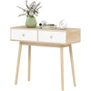 Bild von HOMCOM Konsolentisch, Konsolentisch, moderne Eingangskonsole, schmaler Eingangstisch mit 2 Schubladen und Holzfüßen, Sofatisch, für Wohnzimmer, Eingang, Flur, 86 x 35 x 75 cm, Eiche und Weiß Aosom