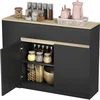Bild von HOMCOM Buffet, Aufbewahrungsmöbel, mit 2-türigem Schrank, verstellbarem Regal, 2 Schubladen, 3 offenen Regalen, 110 x 29,5 x 82 cm, für Esszimmer, Wohnzimmer, Küche, Schwarz Aosom