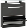 Bild von HOMCOM Schuhschrank mit 2 Klapptüren + 1 Ausziehschublade + 1 Ablage und 1 Glasplatte, Regal verstellbar in 2 Stufen, 89 x 23 x 96 cm, Schwarz Aosom