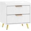 Bild von HOMCOM Nachttisch, Nachtschrank mit 2 gerillten Schubladen, goldfarbene Metallfüße, Nachtkästchen für Schlafzimmer, Wohnzimmer, 50 x 40 x 50 cm, weiß Aosom