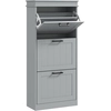 Bild von HOMCOM Schuhschrank 15 Paar, schmaler moderner Schuhschrank mit 3 Klappfächern und verstellbaren Regalen, für Flur und Eingangsbereich, 54 x 24 x 117,5 cm, grau Aosom