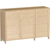 Bild von HOMCOM Bambus-Schuhschrank 18 Paar, Schuhschrank mit 3 Lamellentüren und verstellbaren Einlegeböden, Aufbewahrungsmöbel für Flur, Eingangsbereich, Ankleide, 120x35x80cm, Naturholz Aosom
