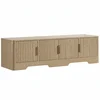 Bild von HOMCOM TV-Lowboard 152 cm, TV-Möbel für Fernseher bis 152,4 cm, 4 gerillte Türen und verstellbare Regale, modernes TV-Lowboard für Wohnzimmer, Schlafzimmer, Eiche Aosom