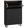 Bild von HOMCOM Schuhschrank für 24 Paar, schmaler Schuhschrank mit 3 Klappschubladen, verstellbare Einlegeböden und Oberplatte, moderner Stil, für Flur und Eingang, 80x23,5x121 cm, Schwarz Aosom