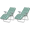 Bild von Outsunny Klappstühle Gartenstuhl Sonnenliege mit Armlehne klappbar 5 Positionen Auflage Grün-Weiß 60 x 75 x 102 cm für Garten & Terrasse Aosom.de