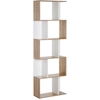 Bild von HOMCOM Bücherregal S-förmig Ausstellungsregal Standregal Büroregal 5-stöckiger moderner Raumteiler Spanplatte Weiß 60 x 24 x 184,5 cm Aosom