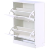 Bild von HOMCOM Schuhkipper Schuhschrank Schuhständer Schuhregal mit 2 Klappen 10 12 Paar Spannplatte Weiß 60 x 24 x 80 cm Aosom
