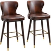 Bild von HOMCOM Barhocker 2er-Set eleganter Bistrostuhl mit Fußstütze & Rückenlehne, Esszimmerstuhl PU Braun 52x53x101cm Aosom.de