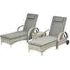 Bild von Outsunny Sonnenliege mit Tisch 3er-Set Gartenmöbel Polyrattan Metall Gartenliege Grau für Terrasse & Balkon Aosom.de