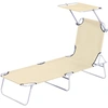 Bild von Outsunny Sonnenliege Gartenliege klappbar mit Sonnenschutz, Wellnessliege Strandliege Beige 187 x 58 x 36 cm für entspannte Stunden im Freien Aosom.de