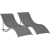 Bild von Outsunny 2er Set Sonnenliege Gartenliegen Stoffliege Relaxliege ergonomisch Aluminium Texteline Dunkelgrau 165 x 61 x 63 cm Aosom