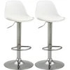 Bild von HOMCOM 2er-Set Barhocker Drehstühle bis 120kg mit Lehne höhenverstellbar für Bartheke in Weiß Kunstleder und Stahl 40x42x82-104 cm Aosom.de